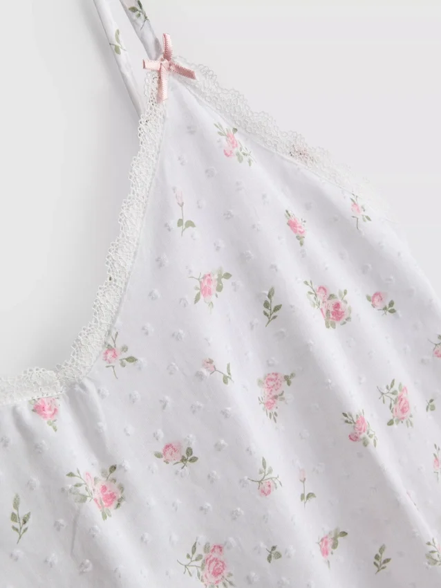 Blommig bomulls-dobby-chemise