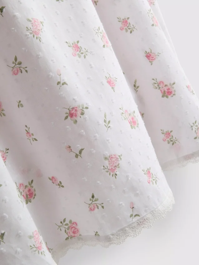 Blommig bomulls-dobby-chemise