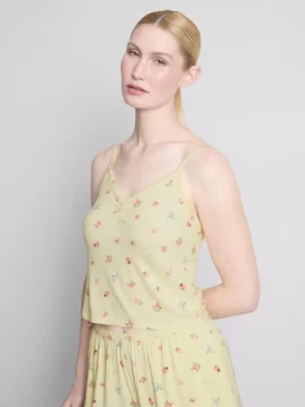 Blommig ribbad pyjamasar-cami