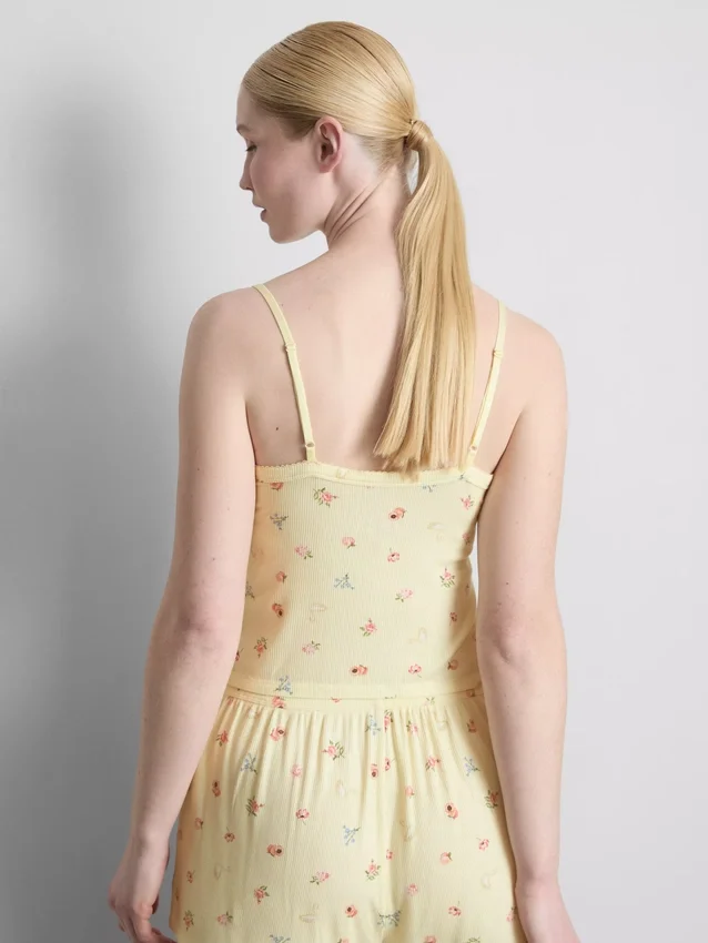 Blommig ribbad pyjamasar-cami