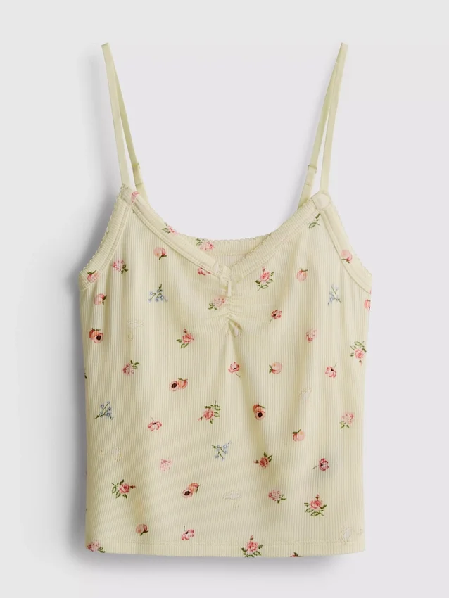 Blommig ribbad pyjamasar-cami