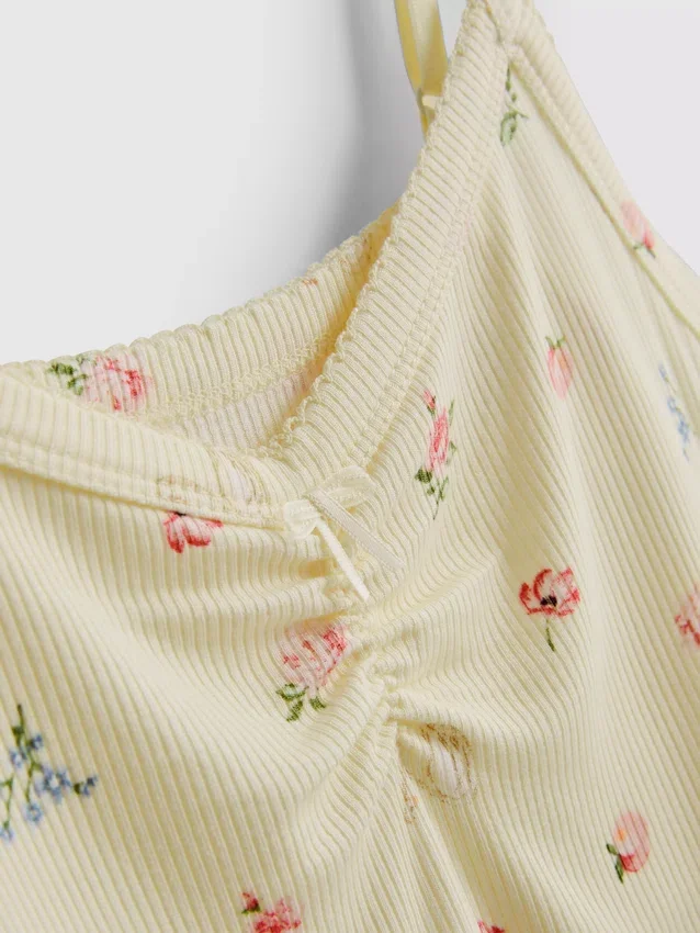 Blommig ribbad pyjamasar-cami
