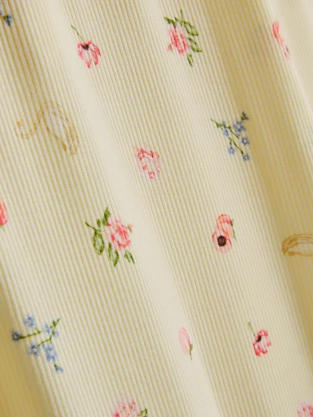 Blommiga pyjamasbyxor med ribbad midja