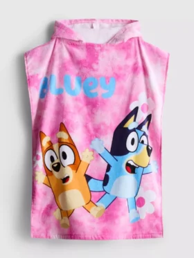 Bluey-poncho i frotté med huva