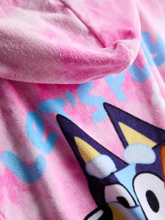 Bluey-poncho i frotté med huva