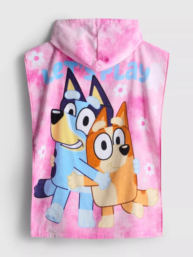 Bluey-poncho i frotté med huva