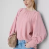 Blus med strukturerade ballongärmar