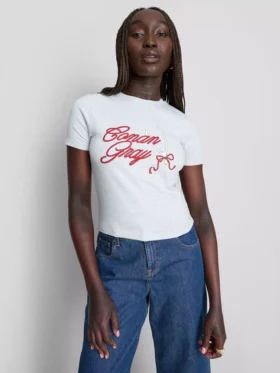 Bomullsrik T-shirt i färgen Conan Grey