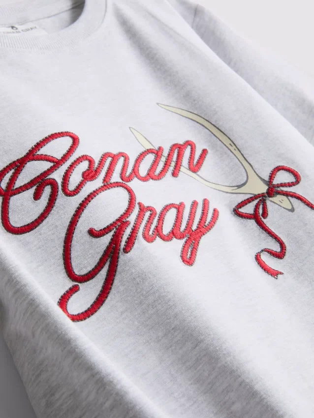 Bomullsrik T-shirt i färgen Conan Grey