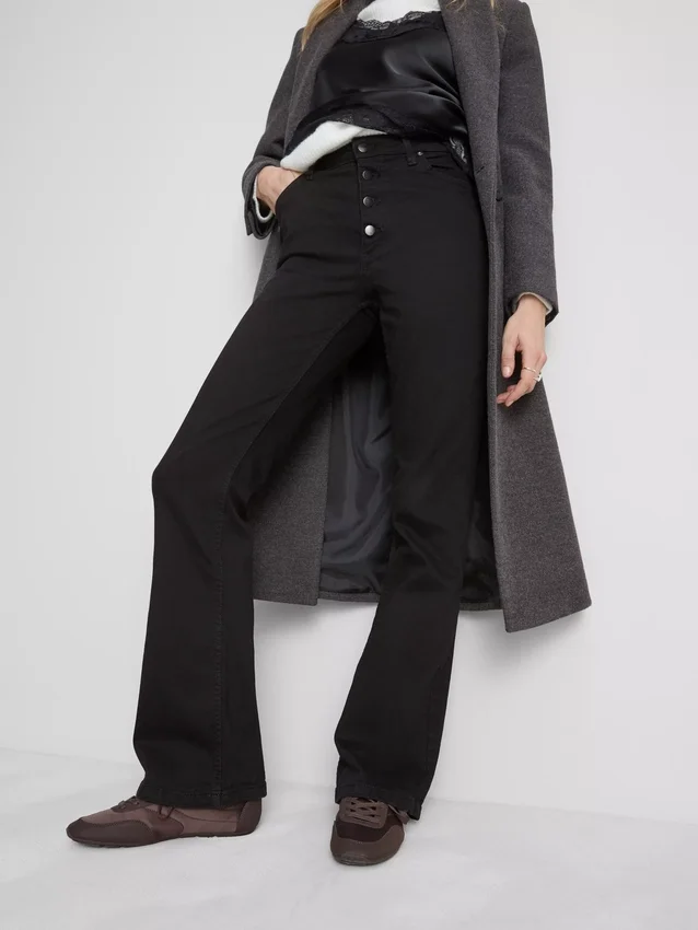 Bootcut-jeans i bomull med medelhög midja