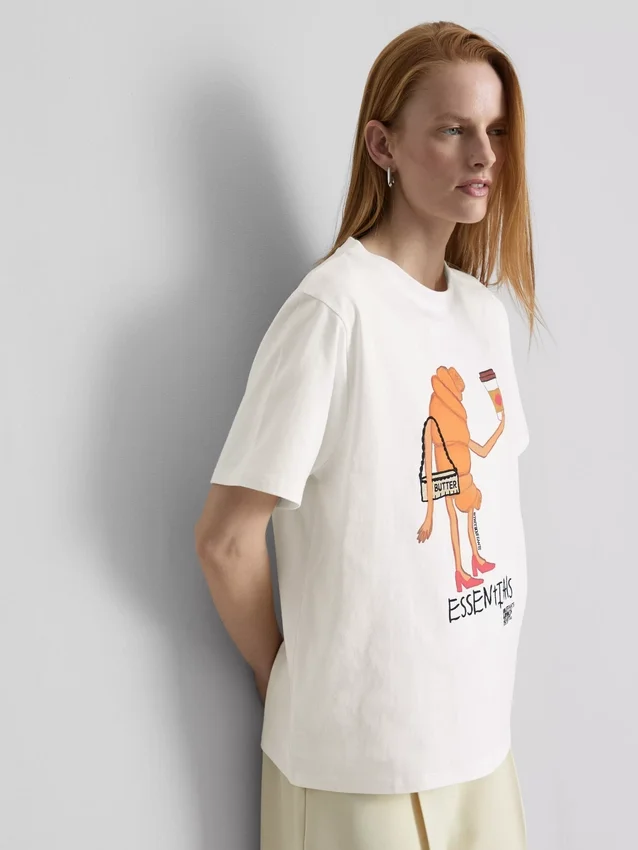 Bouffants and Broken Hearts bomullst-shirt i croissantmodell