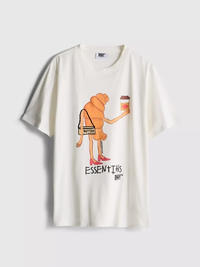Bouffants and Broken Hearts bomullst-shirt i croissantmodell
