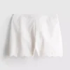 Broderade bomullsshorts med vågig kant