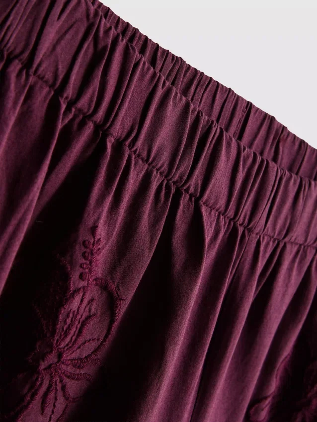 Broderade shorts i bomull med hög midja