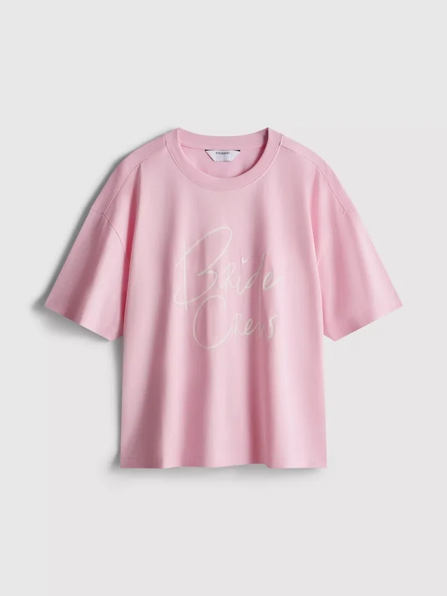 Brud-T-shirt i bomull med rund hals