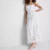 Cami-top i bomull med broderad peplum-kant