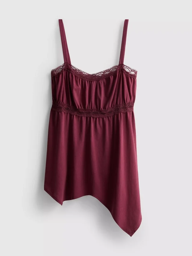 Cami-top i bomull med hanky-kant