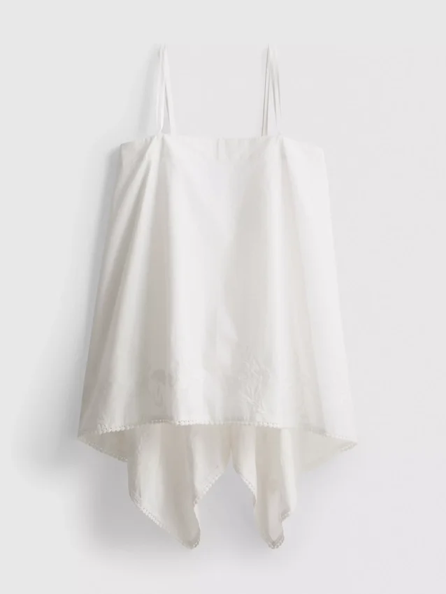 Cami-top i bomull med hanky-kant