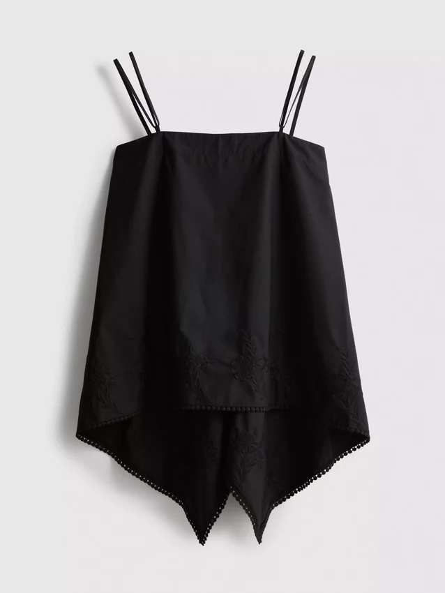 Cami-top i bomull med hanky-kant