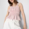 Cami-top med rynkad peplum-kant