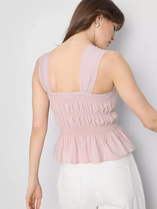 Cami-top med rynkad peplum-kant