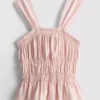 Cami-top med rynkad peplum-kant