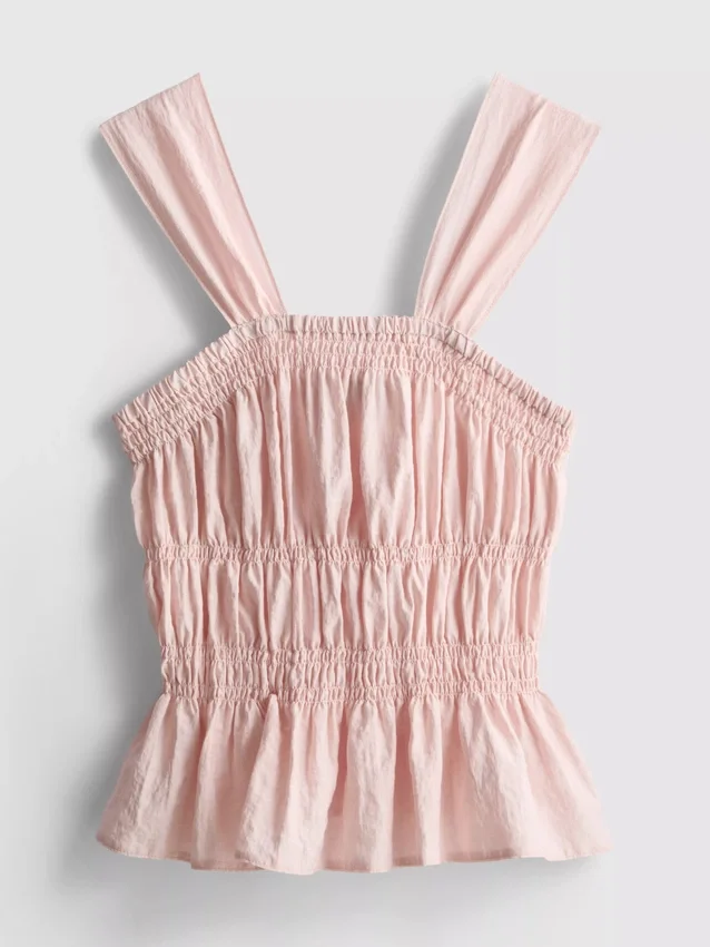 Cami-top med rynkad peplum-kant