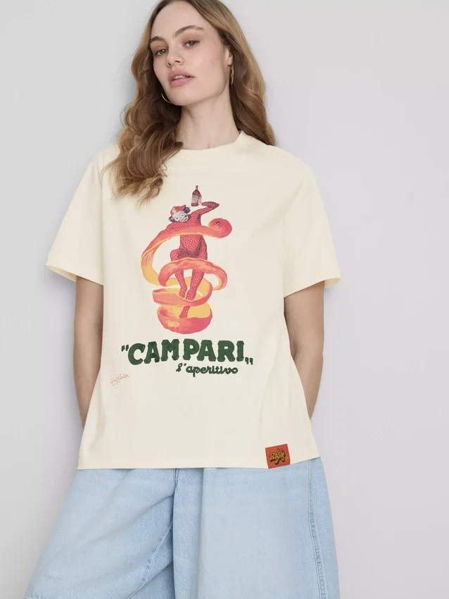 Campari bomullströja med rund hals