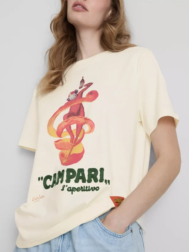 Campari bomullströja med rund hals