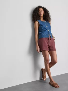 Casualshorts i bomull med dragsko och pärlor