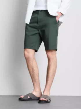 Chinoshorts med hög bomullsandel