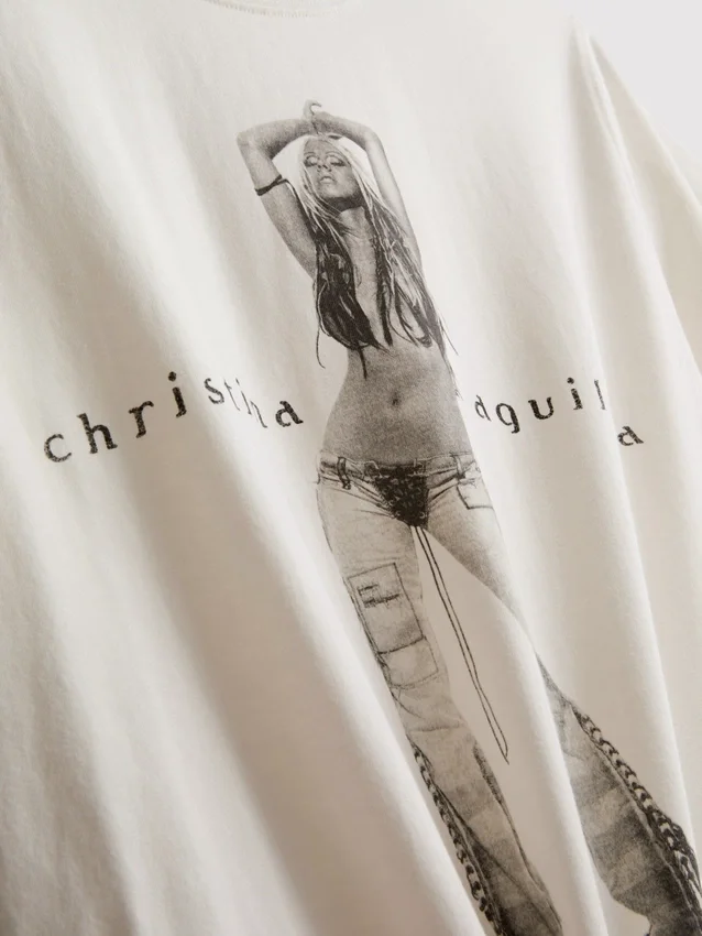 Christina Aguilera bomullströja med musikmotiv