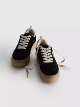 Chunky sneakers med leopardmönster och gummisula