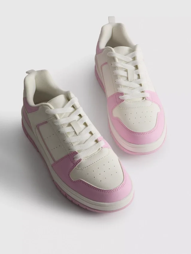 Court-sneakers med färgblock