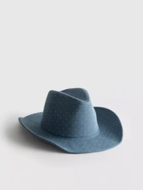 Cowboyhatt i denim med nitar