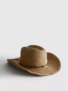 Cowboyhatt i strå med kantband