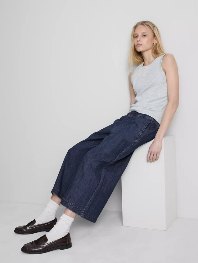 Culottejeans med vida ben