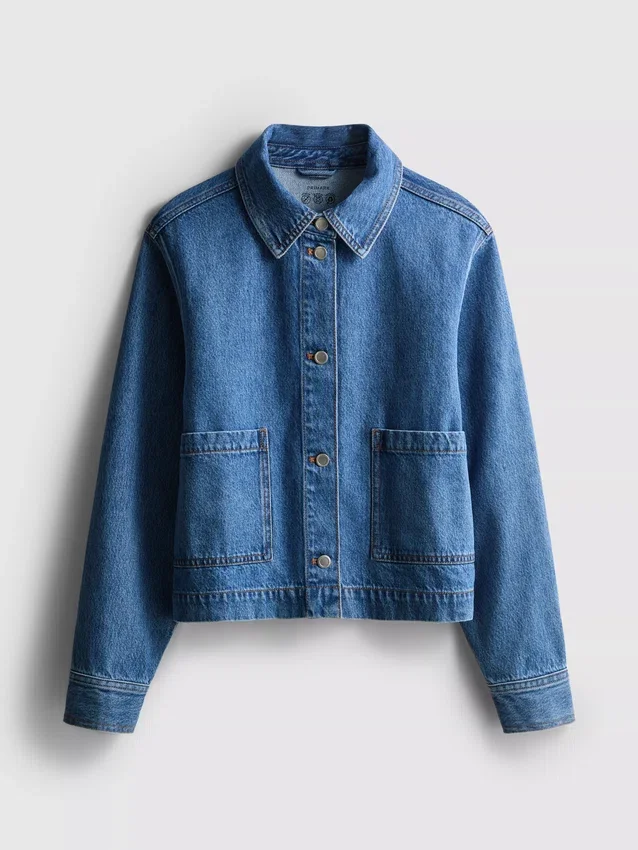 Denimjacka med påsydda fickor i bomull