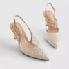 Diamanta slingback-klackskor med imiterade pärlor