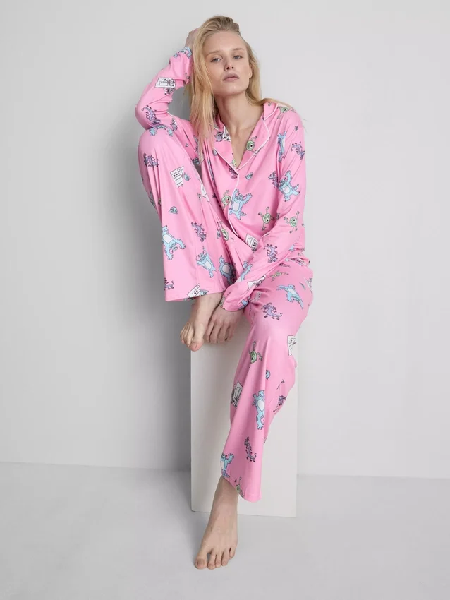 Disney Pixars Monsters Inc. pyjamasar i boyfriend-stil