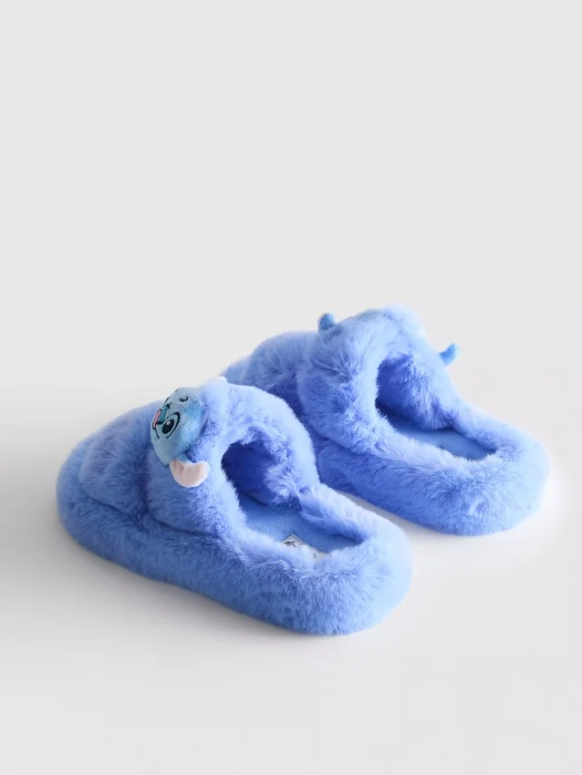 Disneys fluffiga tofflor med dubbla remmar med Stitch-motiv