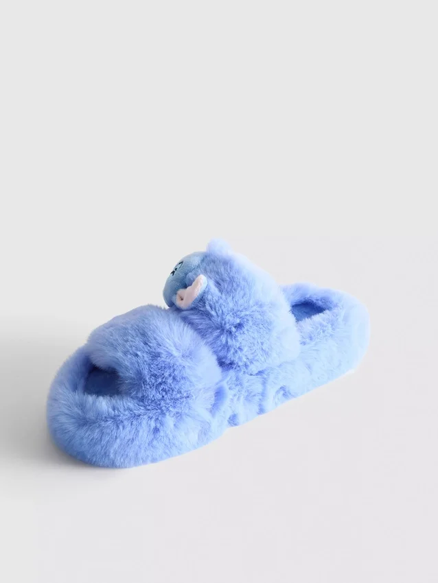 Disneys fluffiga tofflor med dubbla remmar med Stitch-motiv