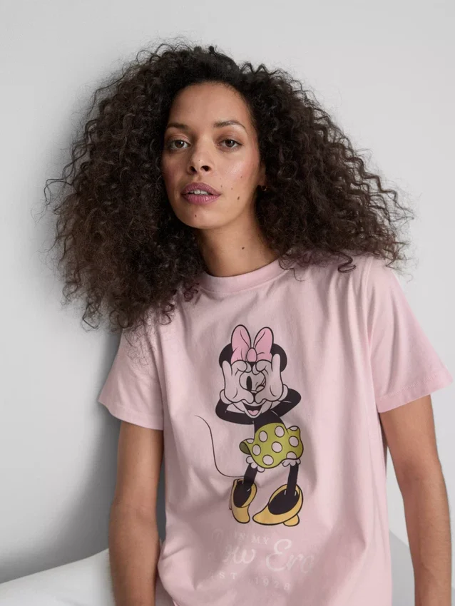 Disneys Minnie Mouse-T-shirt i bomull med tryck