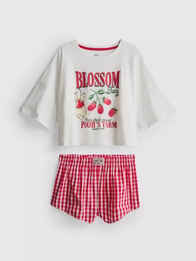 Disneys Nalle Puh-pyjamasar med rutigt tyg