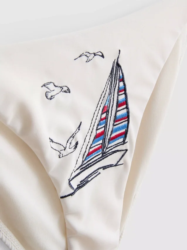 Dolce-bikiniunderdel med broderi och knytband på sidorna