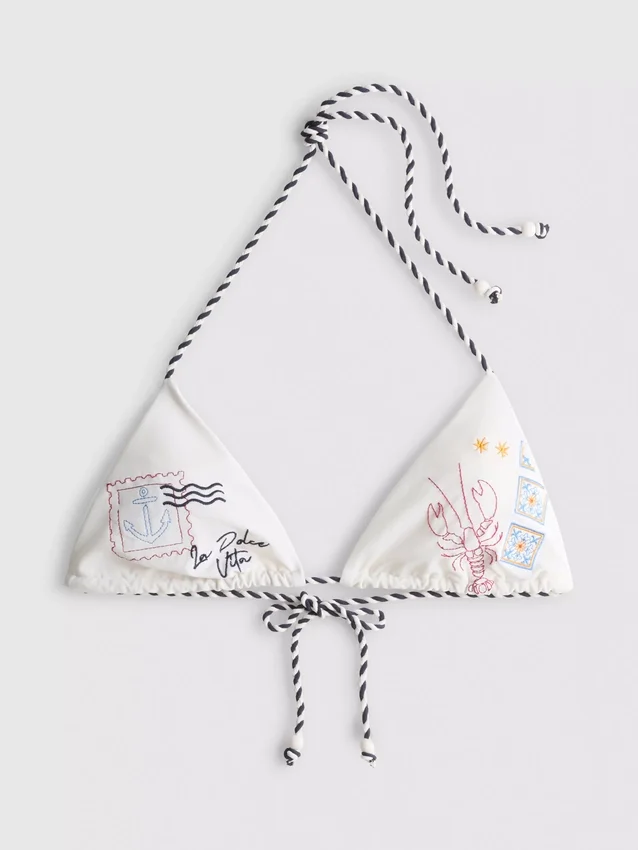 Dolce broderad triangel-bikinitopp