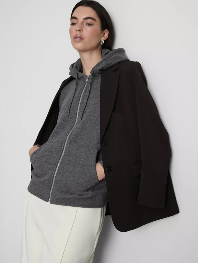 Essential hoodie med genomgående dragkedja