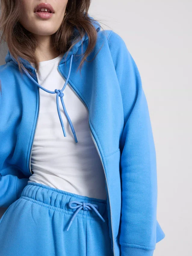 Essential hoodie med genomgående dragkedja