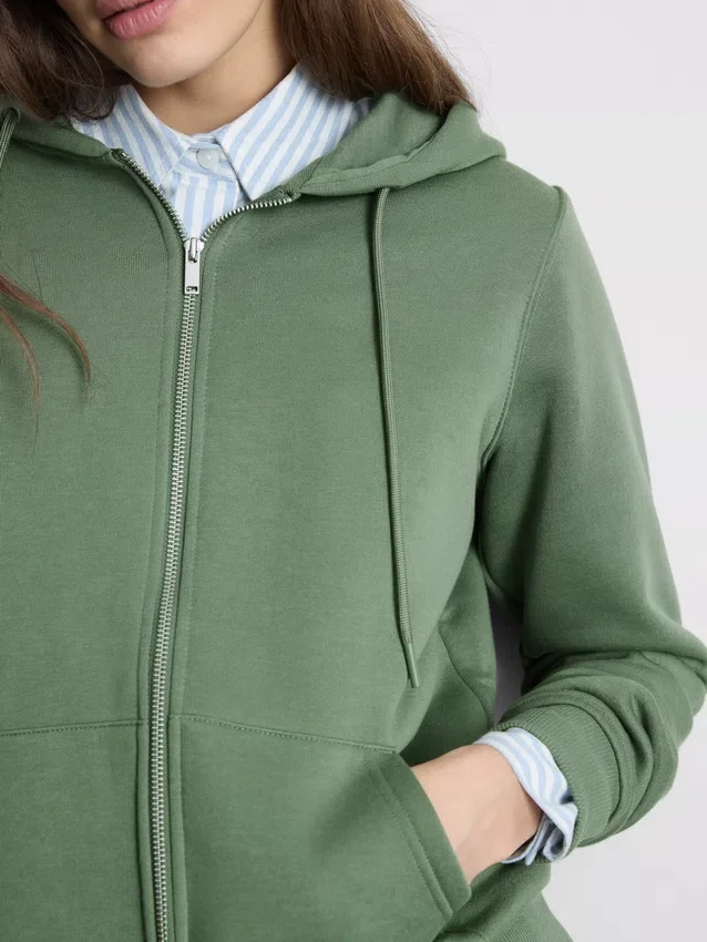 Essential hoodie med genomgående dragkedja
