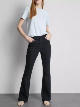 Flared-jeans i bomullsdenim med medelhög midja